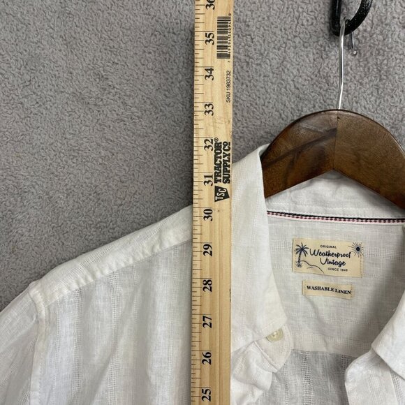 NEW Weatherproof Vintage Washable Linen Men's M White Short Sleeve Button-Up - Picture 4 of 9